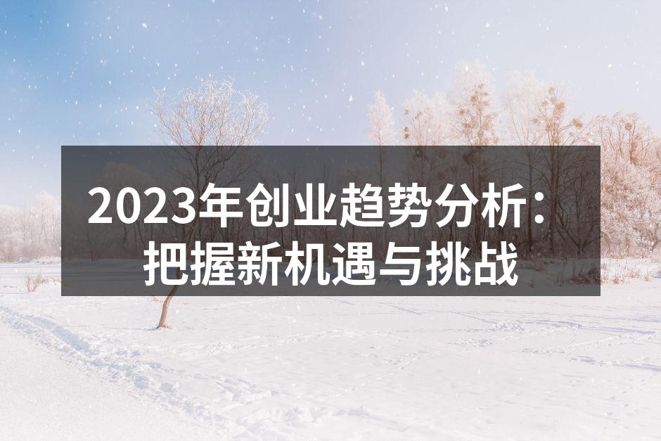 2023年创业趋势分析：把握新机遇与挑战